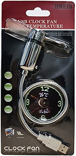 Breis New Usb Clock Fan With Real Time Clock And Temperature Display Function,Silver,1 Year Warranty (Temperature And Clock) #TOP3