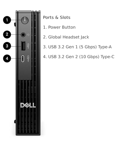 Image of Dell Pro Micro Desktop PC, Intel Ultra 5-235T (Beats i7-13700-t), 16GB RAM, 512GB NVMe SSD, AX WiFi, Bluetooth, USB-C, HDMI, DisplayPort, Windows 11 Pro w /AI Copilot - Replace Optiplex Series