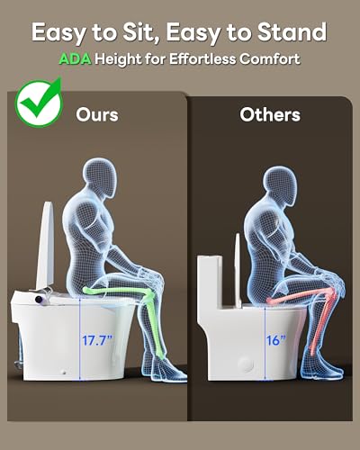 Image of CANEST Smart Toilet with Bidet Built in, Auto Open Close Lid, ADA Height, Smart Temperature Control, Dual Flush with Tank, Heated Seat, Warm Dryer, Remote Control (TC-200GE NEW)