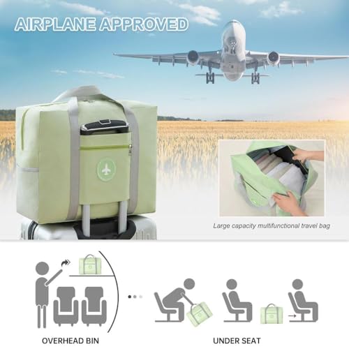 Image of CAVALO - Be Unique Travel Bags for Luggage Spacious with Pockets Foldable Weekender Zipper Duffle Bag, Stylish Handbag Carry on Trolley Bag Waterproof (44 x 18 x 35 cm) (Green)