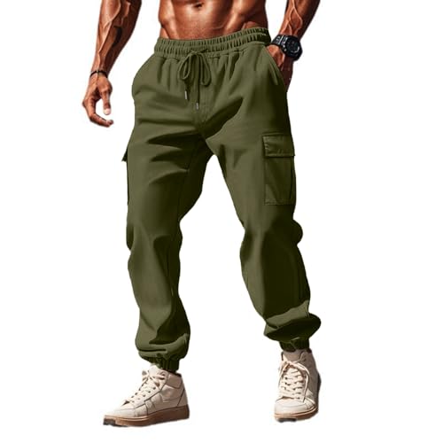 Halfword Pantalon Cargo Homme Pantalon de Travail Homme Baggy Slim Fit Casual Pants Vert 3XL
