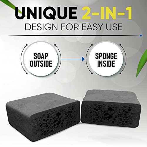 T.Taio NACA Esponjabon Mother Of Pearl And Charcoal Soap Sponges — Shower Scrubbers That Remove Oil And Dirt — Sponges To Scrub Foot, Elbow And Face — Bathroom Accessories — Fresh Scent  thumb #4
