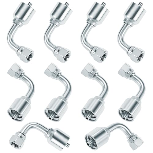 QWORK 10 Pack 1/4" Hydraulic Fittings, 1/4" JIC 37° Female 90 Degree Hydraulic Hose Repair Kit