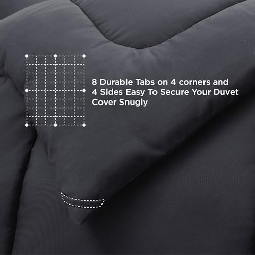 Image of Bedsure Comforter Duvet Insert - Quilted Comforters Twin XL Size, All Season Duvet, GentleSoft Down Alternative Bedding, with 8 Tabs, Gifts for Women /Men, Grey, Twin XL 92 x 68 Inches