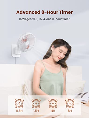 Image of 8.5-Inch Quiet Wall-Mounted Oscillation Fan with Remote & Timer, 4-Speed Adjustable for Small Bathrooms, Indoor Bedroom Cooling for RV, Adjustable Tilt, 5.92 ft Cord, Garage Cooling Fan for Home