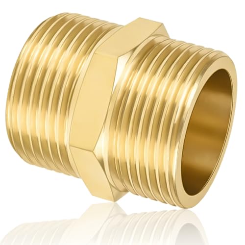 CONJURAIDE Doppelnippel 1 Zoll (Ø 32mm) Messing Verschraubung 1 Zoll Doppelnippel Gewindefitting Fittings mit Gewindedichtband Verbinder Adapter für Trinkwasser Geeignet Rohranschluss