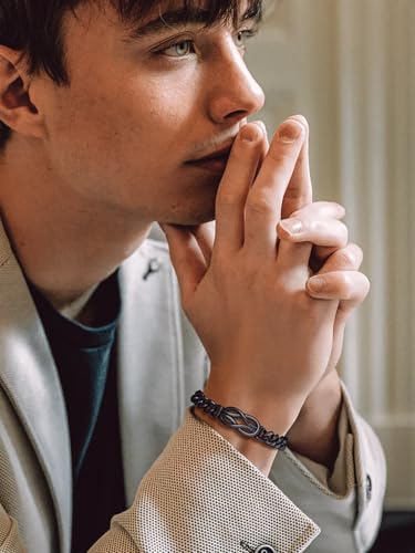 Bandmax Inifinity Love Knot Cuban Link Chain Bracelets for Men Stainless Steel/Black Mens Bracelet with Love Message Card Gift for Son Grandson Husband Father3