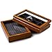 Oirlv 12 Grids Vintage Solid Wood Jewelry Box Microfiber Lining Earrings Bracelets Necklace Storage Jewelry Drawer Organizer Tray with Glass Top Lid