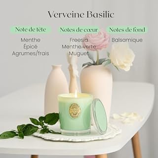 M&SENSE Bougie Parfumée en Pot Verveine, Bougie de Soja Naturelle Non Toxique,290g 10.2 oz,55 Heures de Combustion,Cadeau Parfait Pour Femme,Bougies Décoratives Colorées