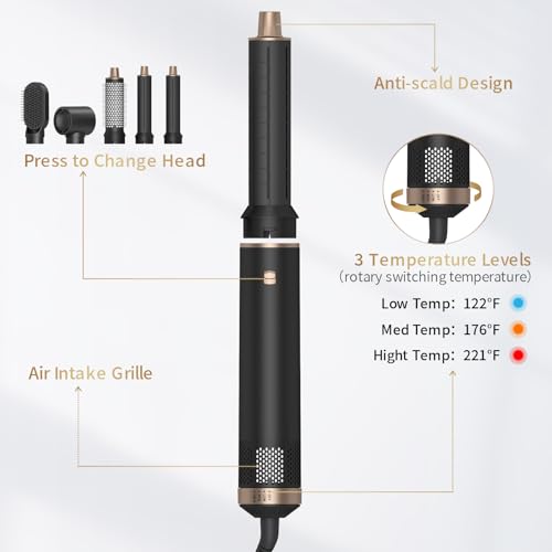 Image of 5 in 1 Blow Dryer Brush Negative Ion Hot Air Brush for All Hair Types