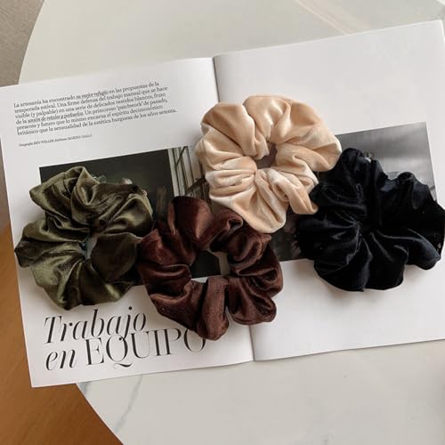 Pack of 1 Velvet Hair Bobbles for Women Retro Elastic Ponytail Hair Band, Soft Hair Bands, Hair Rings with Elastic Band - Image 3