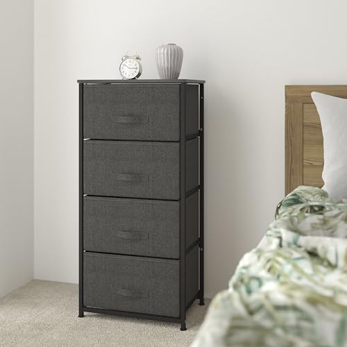EMMA + OLIVER 4 Drawer Vertical Storage Dresser with Black