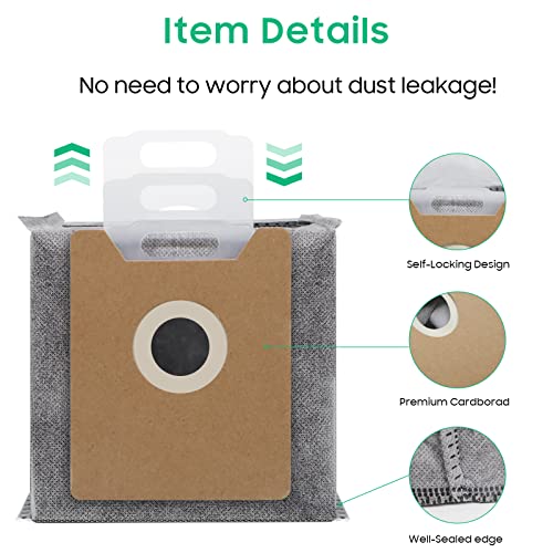 10 Pack Dust Bags For Eufy Clean G35+, G40+, G40 Hybrid+ Auto-Empty Station, Eufy Robovac Replcement Bags Accessory, 4 Layer Filtration System With Activated Carbon Fabric To Remove Unwanted Odors #TOP5