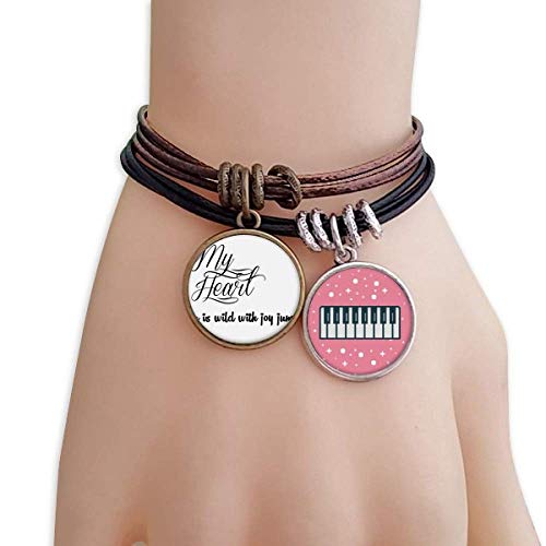 YaoX Famous Poetry Quote My Heart Joy Bracelet Rope Wristband Piano Key Music