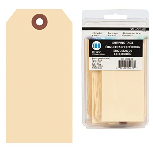 Merangue 100 Pack Shipping Tags, Sz5, 4-3/4" X 2-3/8" (1024-4711-00-000) #TOP15