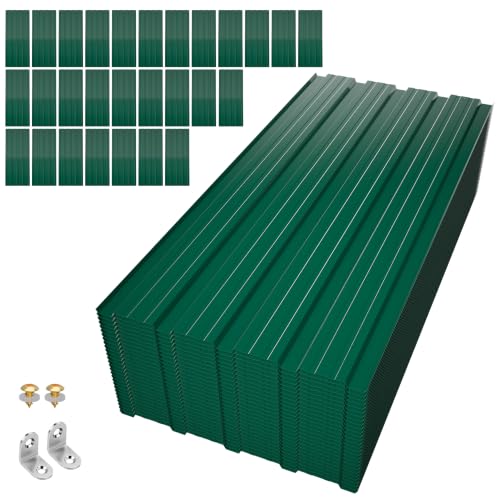 Image of 28 Pack Galvanised Corrugated Metal Roof Sheets 108×42.6cm for Shed,Green