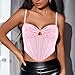 Mocure Women's Sexy Sleeveless Boned Satin Bustier Push Up Spaghetti Strap Corset Going Out Crop Top Clubwear - L