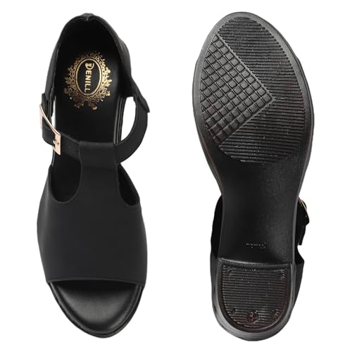 Image of Denill Fancy & Comfortable Brown Heel Sandal with Ankle Strap for women & Girls