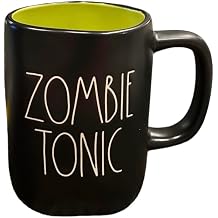 Rae Dunn Halloween Zombie Tonic Mug, Black Ceramic with Green Interior