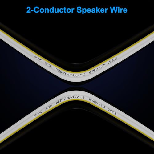 14AWG Speaker Wire 200 FT, 14/2 Gauge Audio Speaker Wire, for Car Speakers Stereo, Home Theater, Automotive Wire, White Jacket with Yellow Polarity Marker, CCA, 2 Conductors Electrical Wire - Thumbnail 5