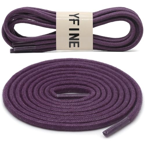 Image of YFINE Waxed Round Shoe Laces: 2 Pairs Oxford Shoelaces for Dress Shoes Boot | 4mm Thick, 20 Colors, 24 inch-71 inch, for Business Footwear, Chukka Boots, Men & Women