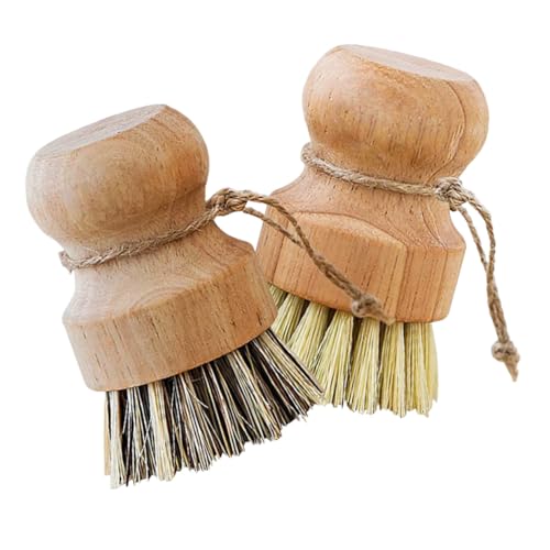 SAFIGLE 4 Piezas Cepillo de Cocina Redondo de Mano Cerdas Mixtas Resistentes Cepillo para Lavar Platos y Limpieza de Superficies Fregadero Cocina y Baño