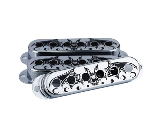 Guyker 3Pcs Single Coil Guitar Pickup Covers (52mm Pole Spacing), Copper Pickup Mounting Ring Set...