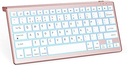 Bluetooth Backlit Keyboard Compatible with iPad & iPhone, Wireless Illuminated Silent Keyboard Compatible with iPad 10.2, iPad 9.7, iPad Air, iPad Pro, iPad Mini, iPhone, Rose Gold