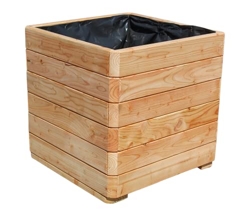 Gartenwelt Riegelsberger Massiver Pflanzkasten Mammut 58x58x57 cm aus Lärchenholz Natur Blumenkasten Blumentopf Pflanzkübel Kräutertopf Balkonkasten fertig montiert