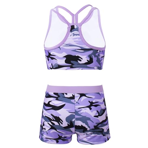 Kids Tracksuits Activewear Crop Tank Top with Shorts Workout Sets for Girls Gymnastics Dancing Swimming2