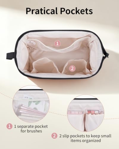 Image of Narwey Quilted Makeup Bag Travel Toiletry Bag, Nylon Cosmetic Bag for Women