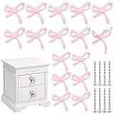 MorningRo 8 Pcs Bow Knobs for Dresser Matel Bow Drawer Knobs Vintage Dresser Handles Cabinet Drawer Pulls for Home Bedroom Kitchen Cabinets Hardware Cupboard (Pink,Classic Style)
