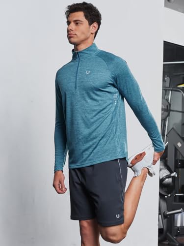 Image of NORTHYARD Men's Quarter Zip Pullover Athletic Running Shirt Long Sleeve | 1 /4 Zip Top, Quick Dry Lightweight, Moisture Wicking Breathable, Reflective Strips, Performance Workout Gym, Hiking Sports