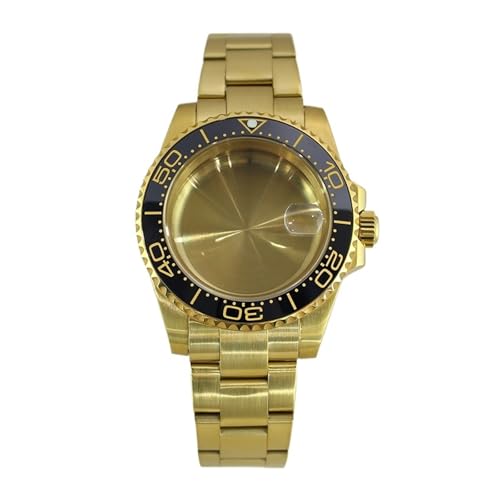 Gladiaond 1pc 40mm 20ATM Diver Gold Watch Case Bracelet Sapphire Glass For Eta2824 Movt SUB GMT Repair Parts(NO.35 Solid Back B)