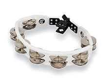 Crafted from Jenigor, LP’s exclusive plastic formulation 14 pairs nickel-plated steel jingle Double row Eye-bolt assembly for placement on drum stand or percussion holder