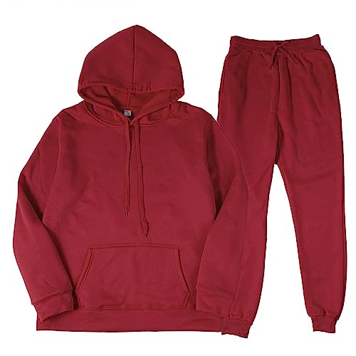 Conjunto de chándal beige de 2 piezas con capucha y pantalones deportivos, ropa de descanso de algodón suave para hombre, cómoda ropa deportiva ligera para entrenamiento o ropa casual de calle, rosso