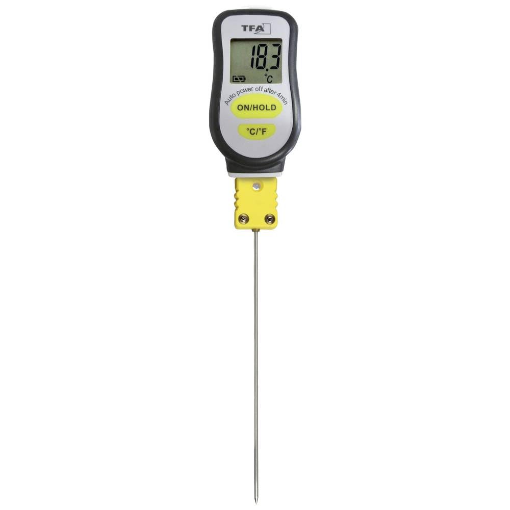 TFA Dostmann Digitales Einstichthermometer, 31.1063.01, ideal für Flüssigkeiten, Laboranwendungen, extra-dünnner Spitze, hohe Genauigkeit, weiß