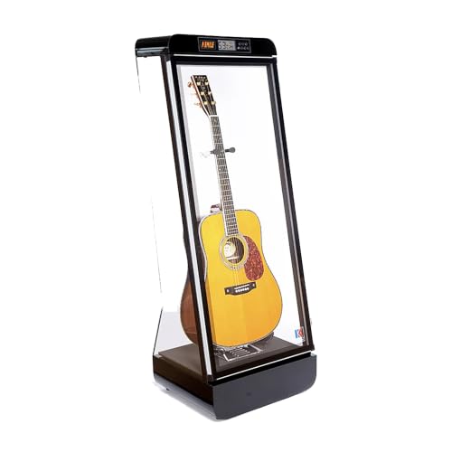 50 * 47 * 132CM Acoustic Guitar Humidity-Controlled Cabinet with Transparent Glass Display Case on All Sides,45-60% RH Adjustment