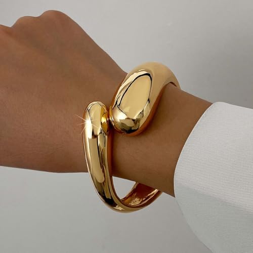 Image of MTINEAPS Gold Bangle Bracelets for Women Teens Trendy Chunky Adjustable Twist Cuff Bracelet Jewelry Gifts
