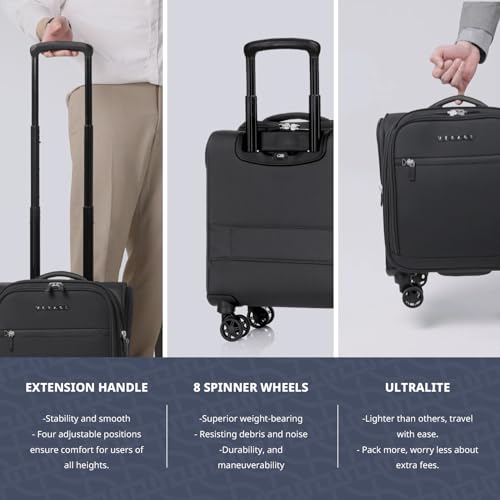 Image of Verage Underseat Carry On Luggage With Spinner Wheels, Grey, 14-Inch Compact Pro