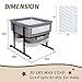 Jestonten Twin Bassinet for 2 Babies, Double Bassinet for Twins with Music Toys, Mosquito Net & Storage Basket Portable Foldable Bedside Sleeper for Newborns, Grey