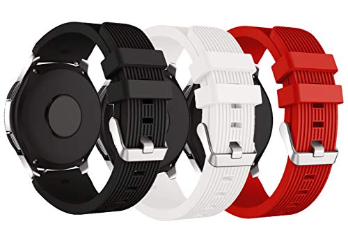 XingWangFa for Samsung Galaxy Watch (46mm) Straps Correas[3 Pack] 22mm Soft Silicone Sport Correa Replacement Strap For Samsung Galaxy Watch (46mm) SmartWatch