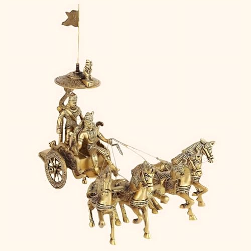Image of Brass Rath with 4 Horses, Vastu Idol for Home and Office Decor