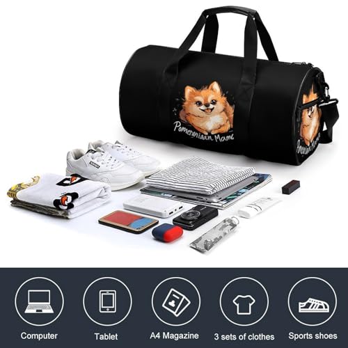 Pomeranian Mama Sports Gym Bag Travel Duffel Workout Bag with Adjustable Strap4