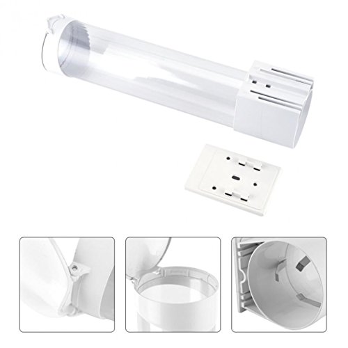 Samhe Cup Dispenser Medium Pull Type, Paste Or Screw Plate Mountable Cup Holder, Fits 5Oz - 7Oz Cone Or Flat Bottom Cups, 16” Tube Length, Mounting Water Dispenser Cooler Or Wall (Medium, White) #TOP3