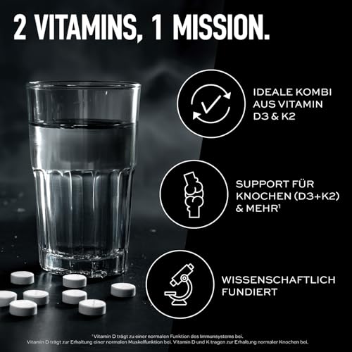 ESN Vitamin D3 + K2 Daily, 300 Tabletten, für Immunsystem und Knochen, made in Germany