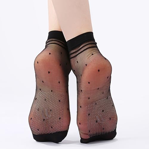 Image of 30 Pairs Women Ankle Sheer Socks Nylon Thin Transparent Cool Summer Socks Nude Black See Through Silk Lace Sock Clear Short Hosiery Breathable