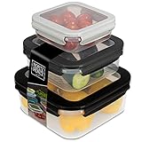 Moritz & Moritz 3 Frischhaltedosen Kunststoff - BPA-FREI - Food Container Mikrowellengeeignet - Gefrierdosen mit Click-Funktion - Frischhaltedose mit Deckel Quadratisch