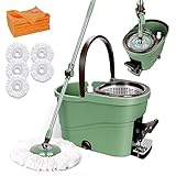 OZD Mop and Bucket with Wringer Set, Spin Mops with Bucket and Foot Pedal, 360 Spinning Mop with 57'