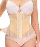 Nebility Waist Trainer for Women Corset Shapewear - Mesh Faja Body Shaper Waist Cincher Tummy Control Girdle Daily Wear Beige